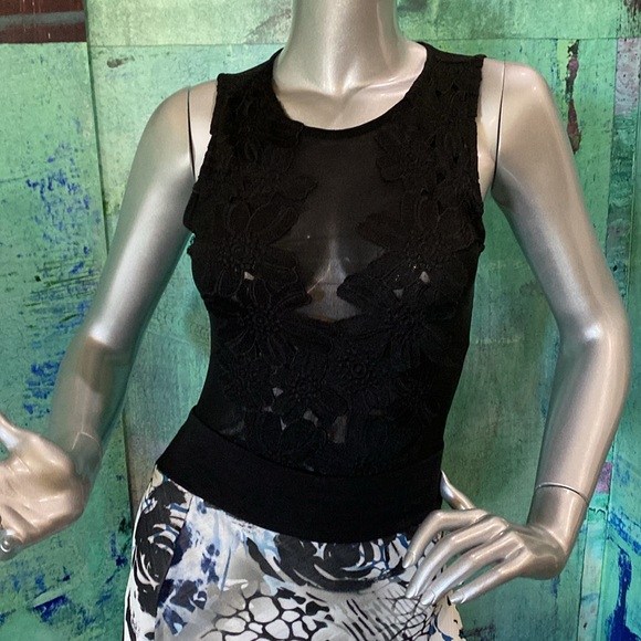 Haute Monde Black Lace Mesh Bodysuit - Picture 2 of 9